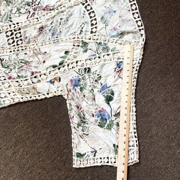 NWT Kimono/Cover Up One Size Embroidered/Crochet Beautiful Print/Colors Cruise - Picture 10 of 16